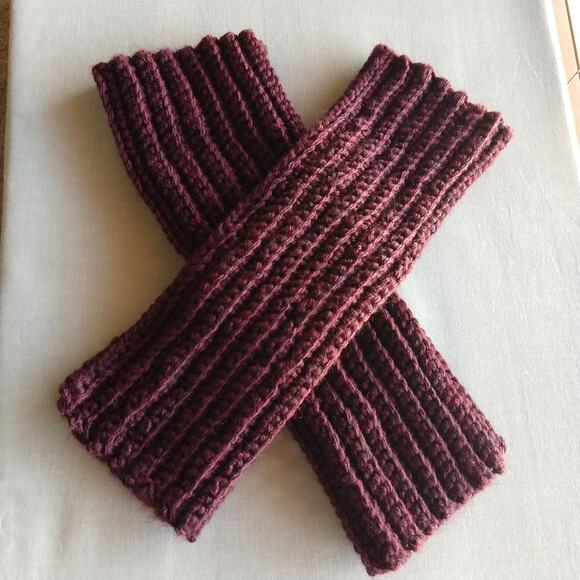 Claret Crochet Arm Warmers OSFA fingerless gloves premade stretchy punk - Picture 3 of 5